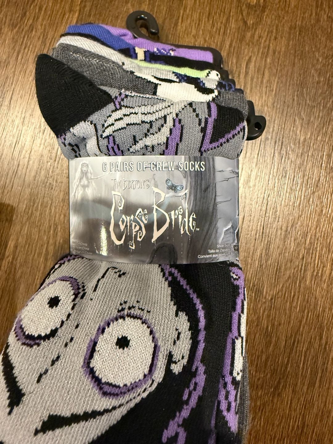 Corpse Bride 6 Pairs of Crew Socks Size 6-12 1