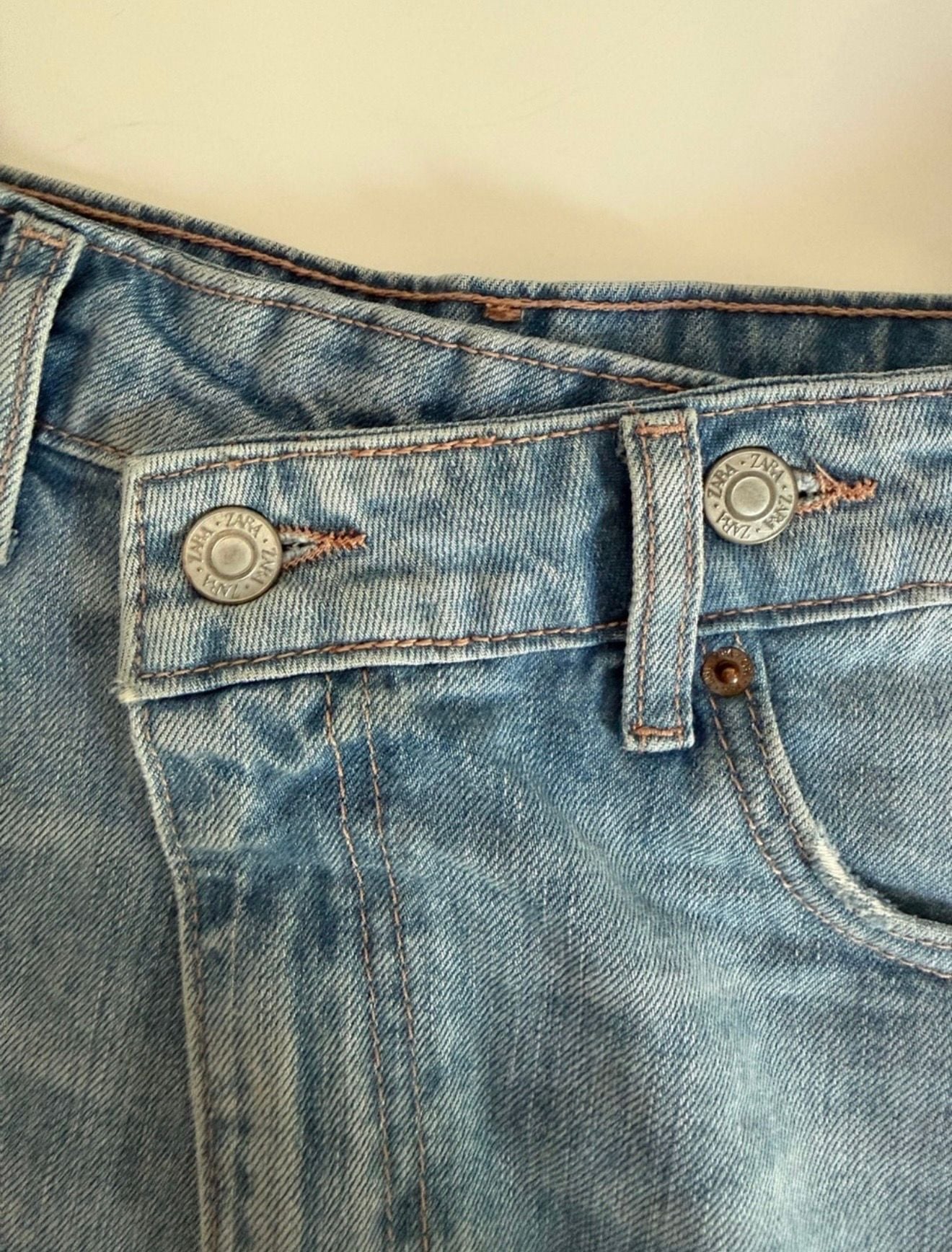 Zara Denim Asymmetrical Shorts Distressed Raw Hem 5