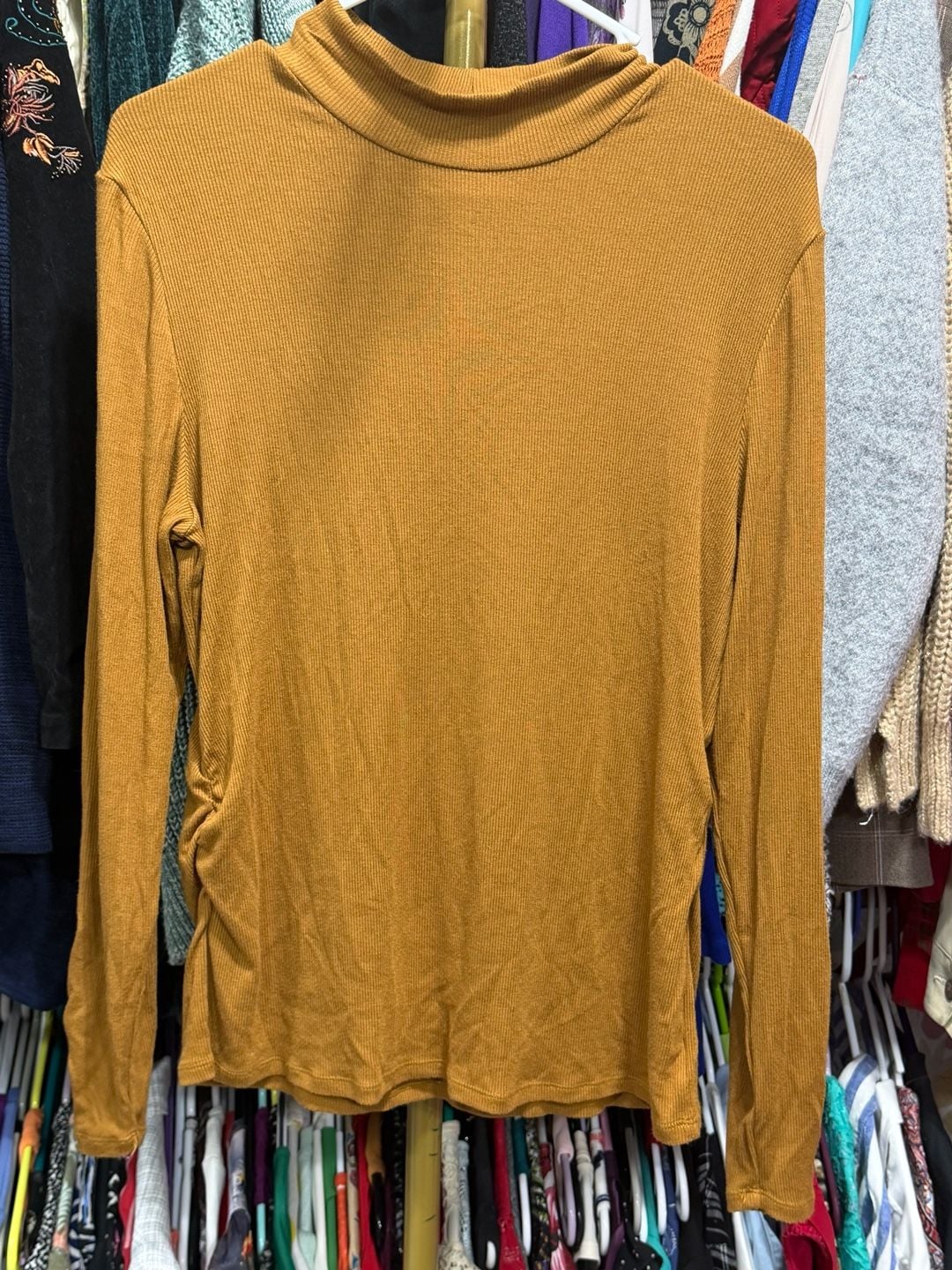 Sanctuary Ribbed Turtleneck Sweater Size XL Mustard Yellow Long Sleeve 5