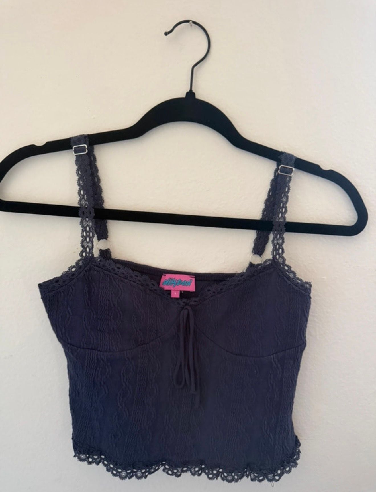 EDIKTED Lacey Blue Lace Sweetheart Mini Crop Tank 2