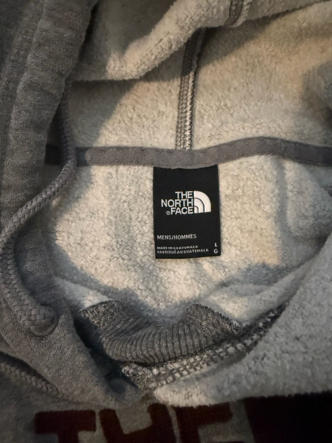 The North Face Hoodie Size L Gray Burgundy Embroidered Logo 5