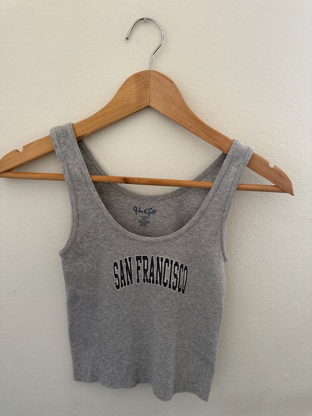 John Galt San Francisco Embroidered Ribbed Tank Top Gray 2