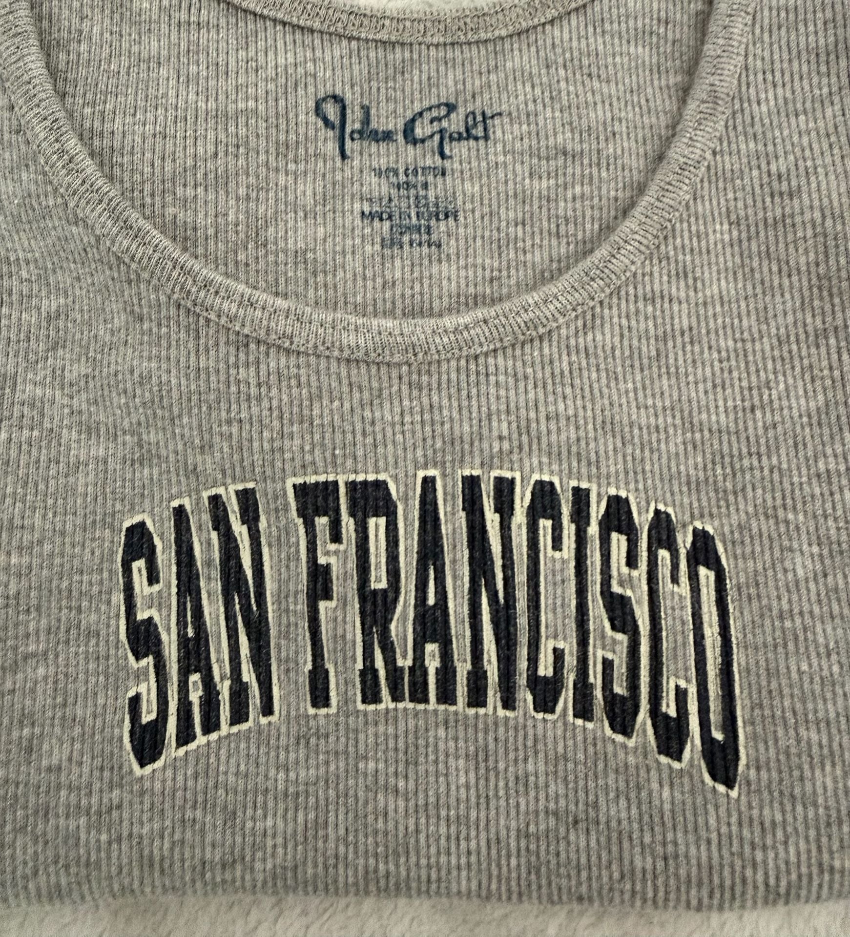John Galt San Francisco Embroidered Ribbed Tank Top Gray 4