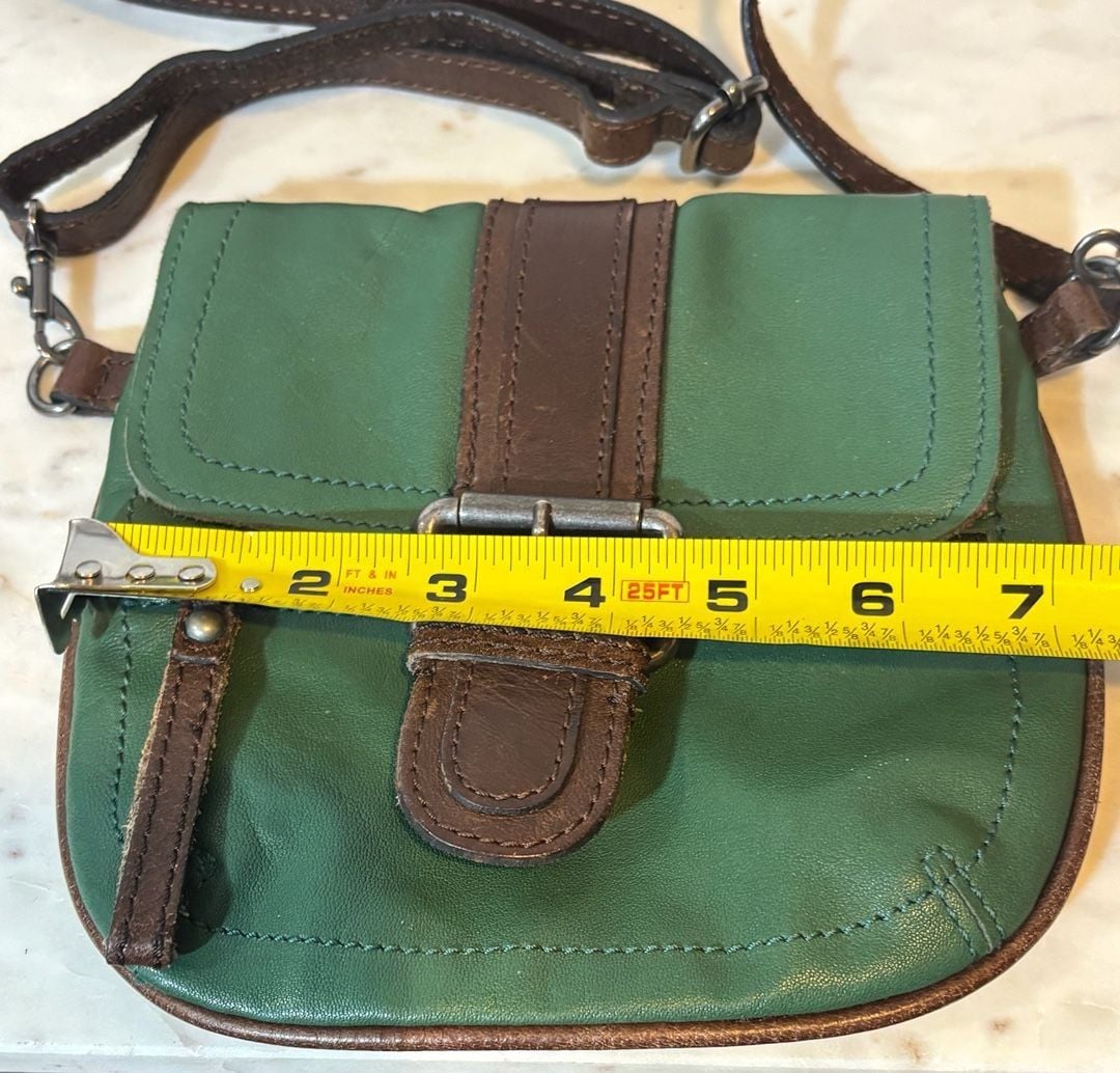 VTG 70'S 80'S TANO Green Leather SM/ Crossbody Purse Bag (7''X6.5 ... 5