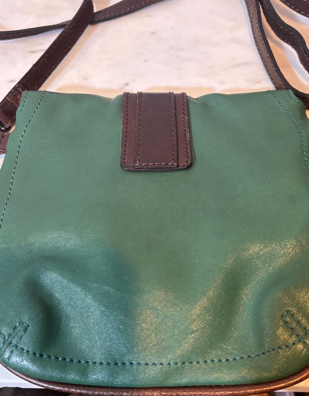 VTG 70'S 80'S TANO Green Leather SM/ Crossbody Purse Bag (7''X6.5 ... 8