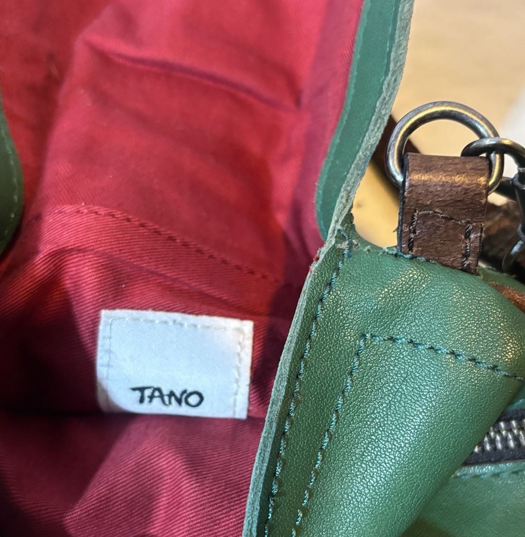 VTG 70'S 80'S TANO Green Leather SM/ Crossbody Purse Bag (7''X6.5 ... 7
