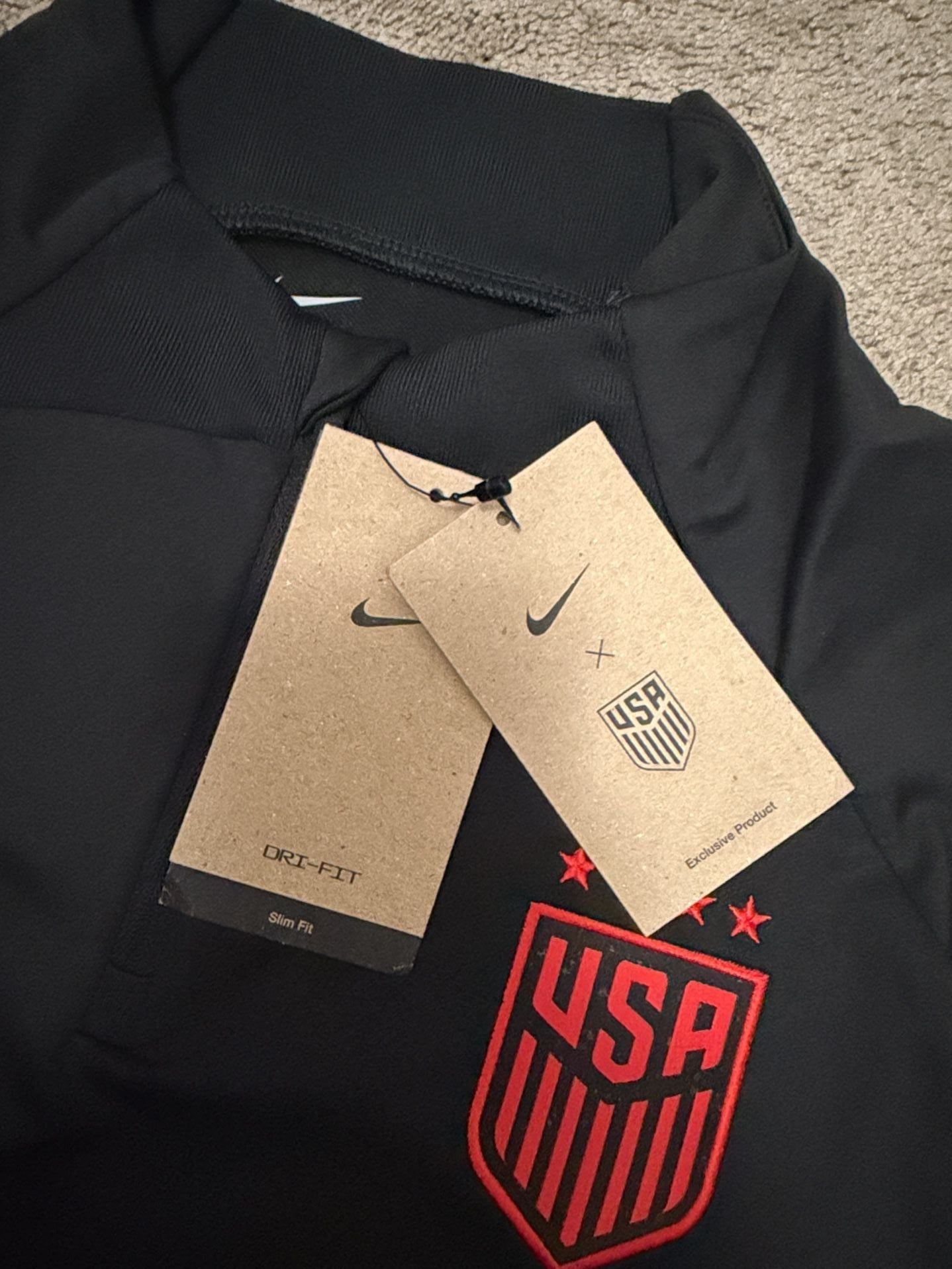 Nike USA USWNT Dri-FIT Strike Drill Top Training 1/4 Zip Black DR4627-010 Mens Large 11