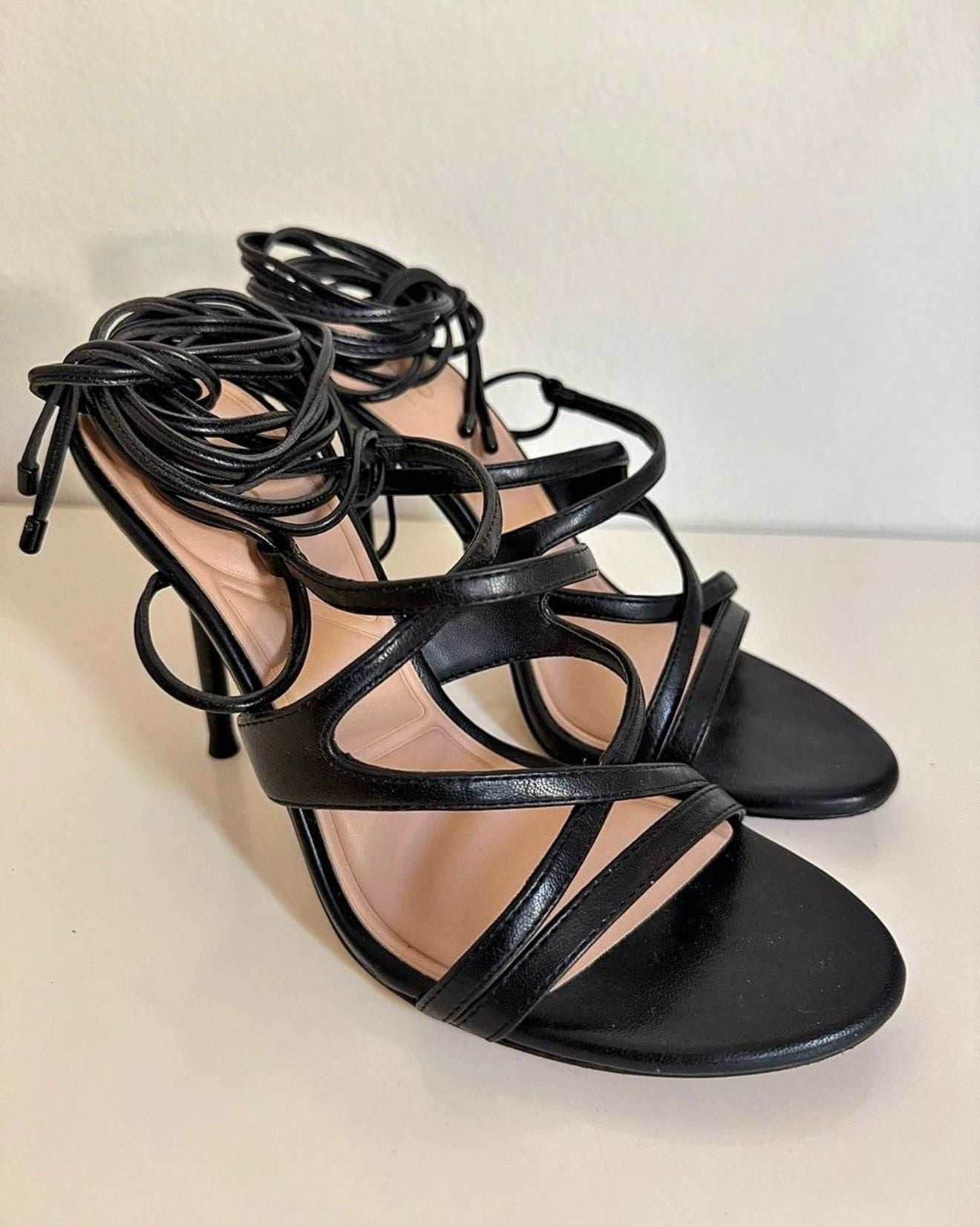 ALDO Marylou Black Strappy Heels US 7.5 3