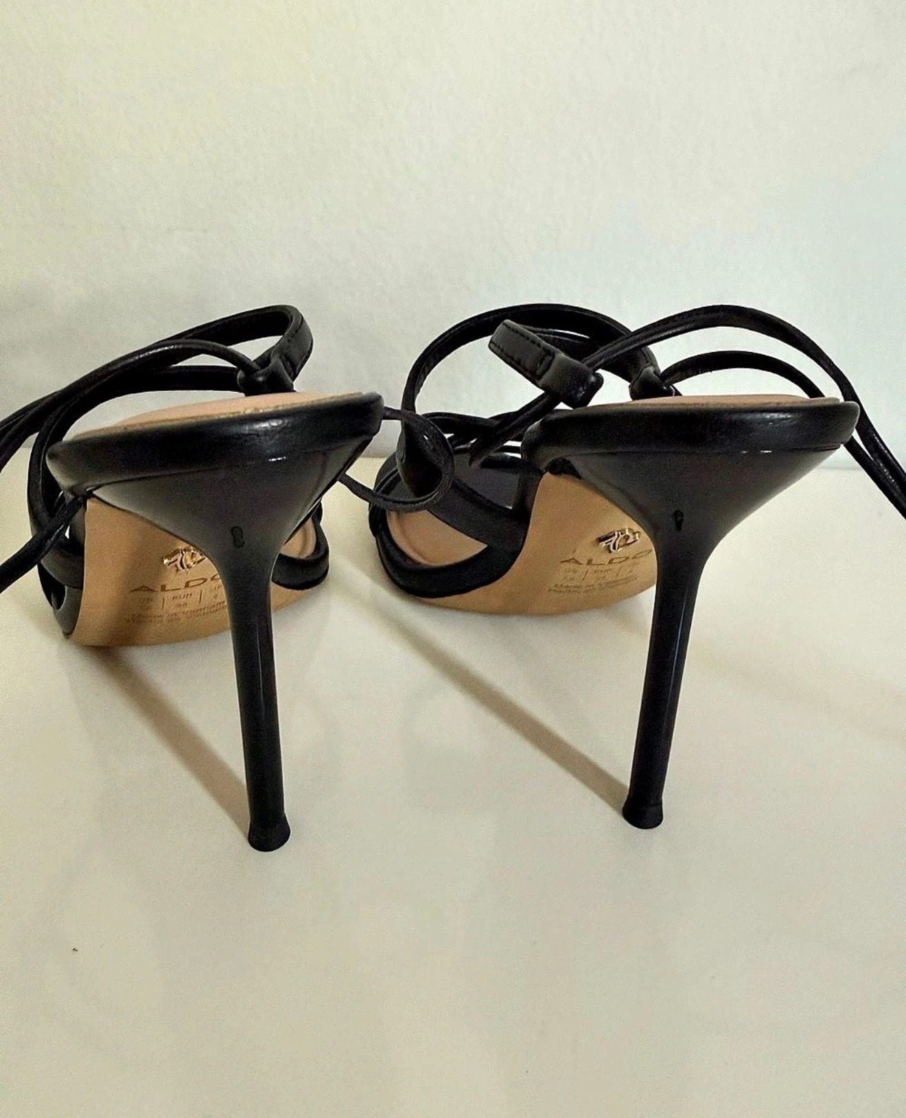 ALDO Marylou Black Strappy Heels US 7.5 4