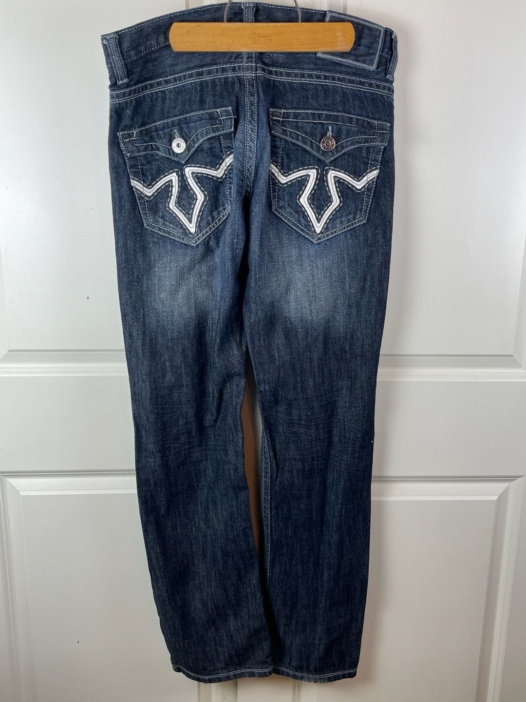 Helix Slim Jeans 32x32 Dark Wash Embroidered Flap Pocket 4