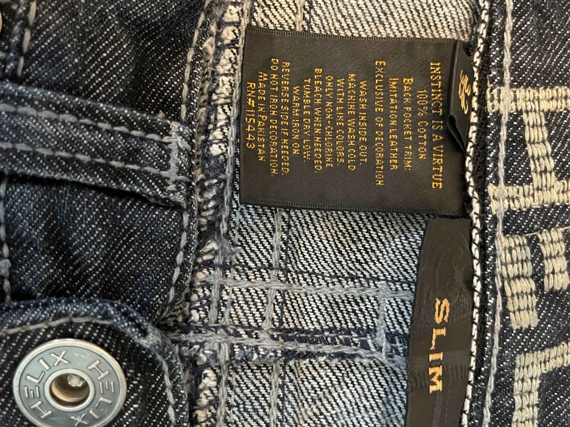 Helix Slim Jeans 32x32 Dark Wash Embroidered Flap Pocket 6