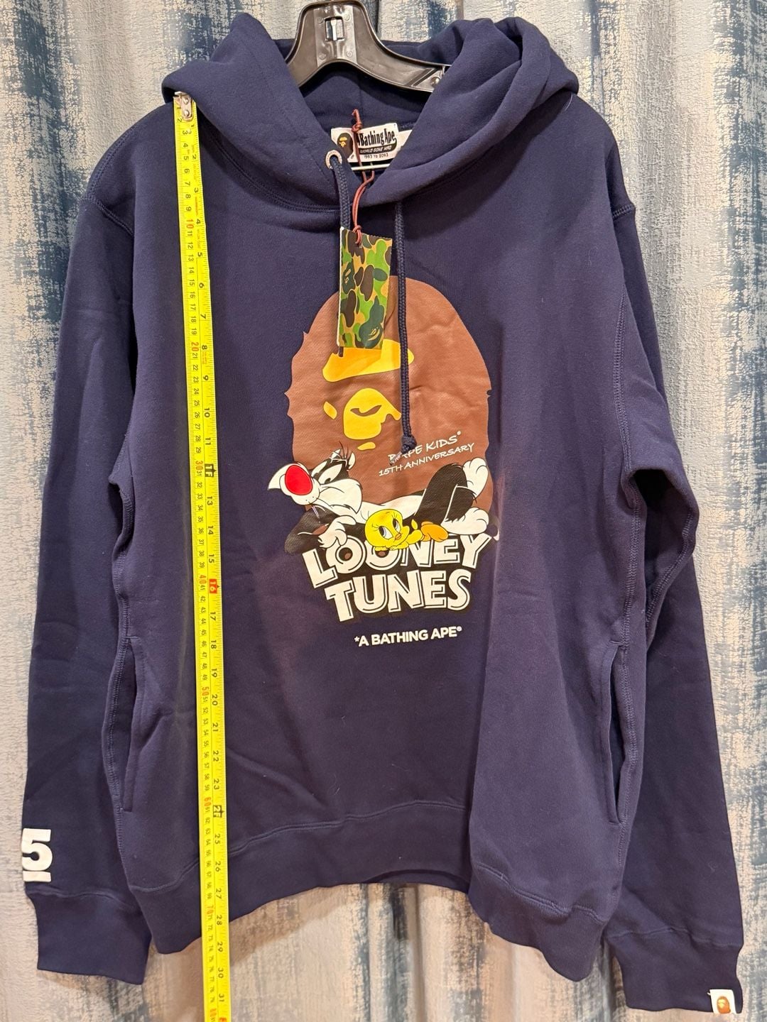 BAPE x Looney Tunes Ape Head Pullover Hoodie Navy Men's 180/88 Authentic 13