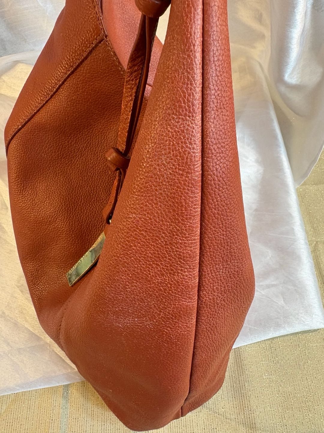 Vince Camuto Rust Orange Leather Hobo Shoulder Bag 16