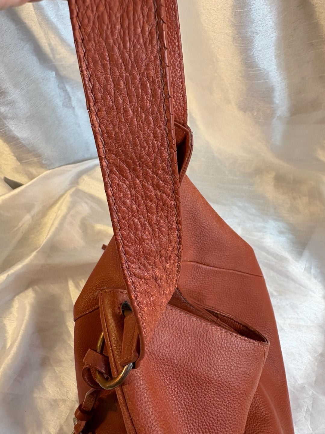 Vince Camuto Rust Orange Leather Hobo Shoulder Bag 17