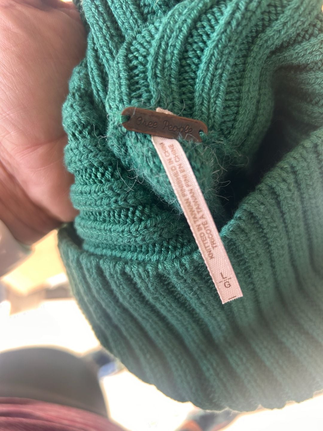 Free People Ottoman Slouchy Turtleneck Sweater Size L Green 5