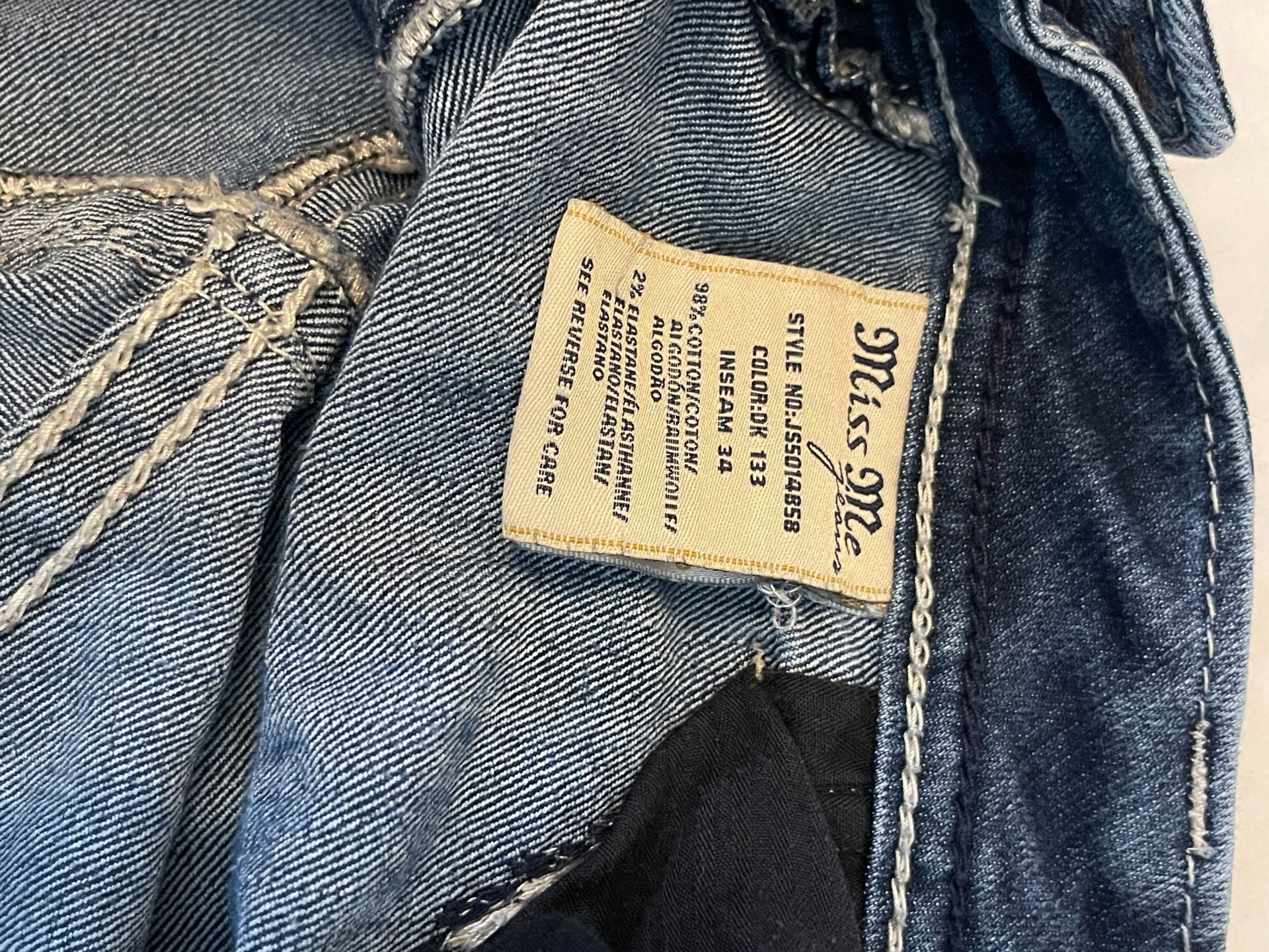 Miss Me Bootcut Jeans 32x34 Blue Embellished Pockets 3