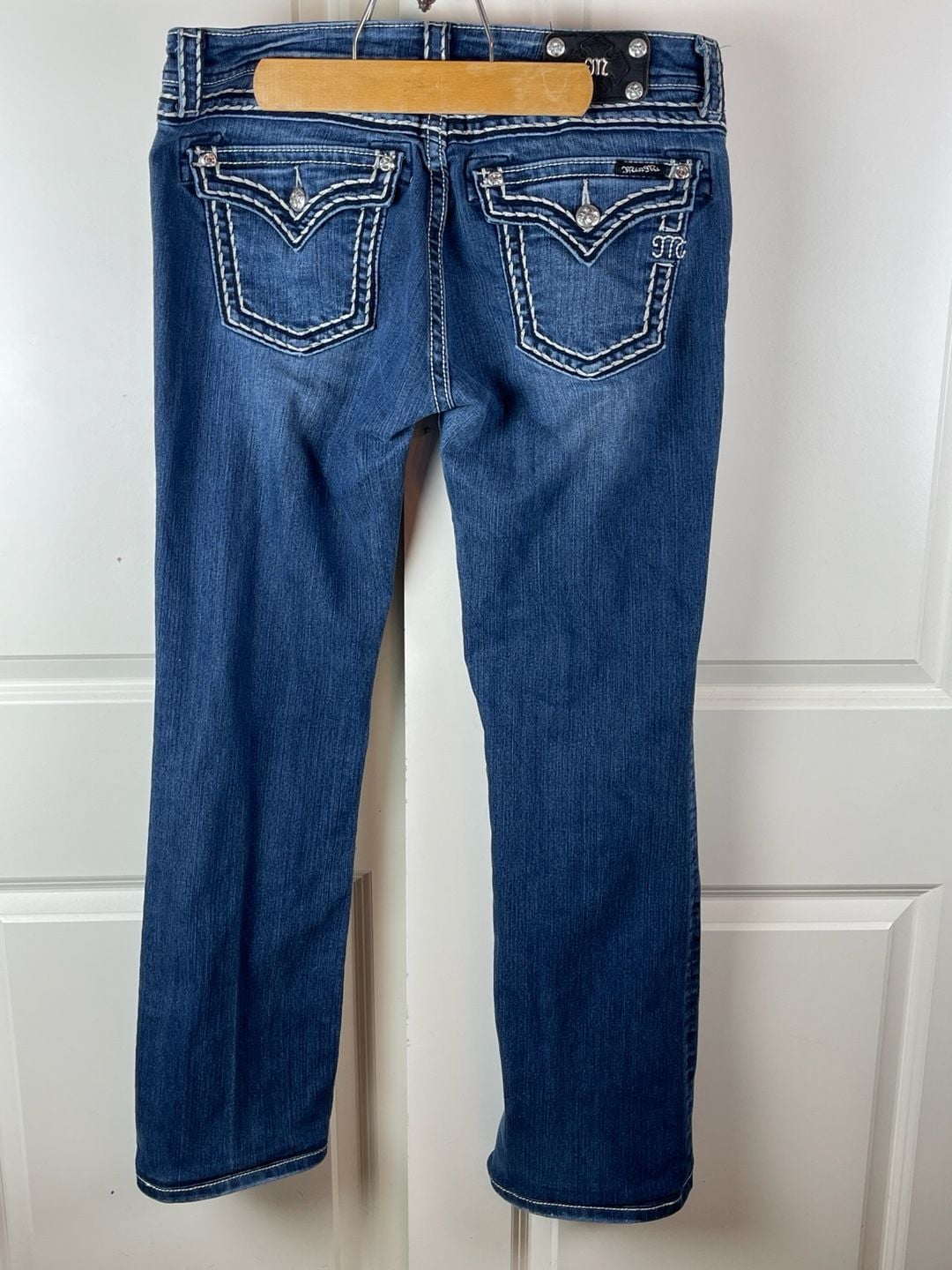 Miss Me Bootcut Jeans 32x34 Blue Embellished Pockets 5