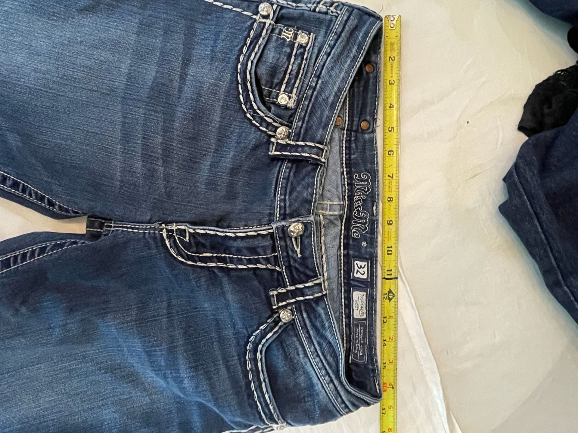 Miss Me Bootcut Jeans 32x34 Blue Embellished Pockets 6