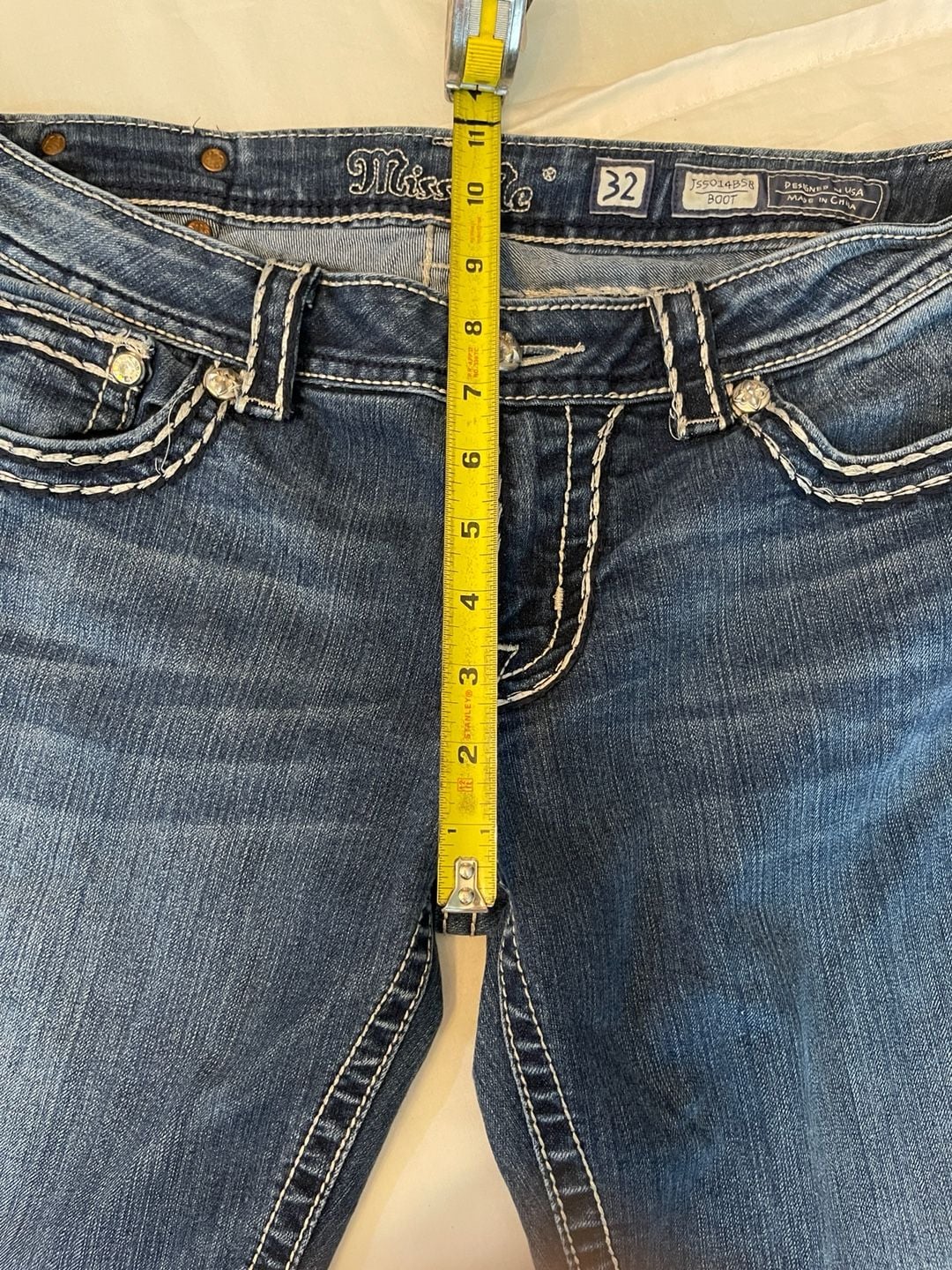 Miss Me Bootcut Jeans 32x34 Blue Embellished Pockets 7