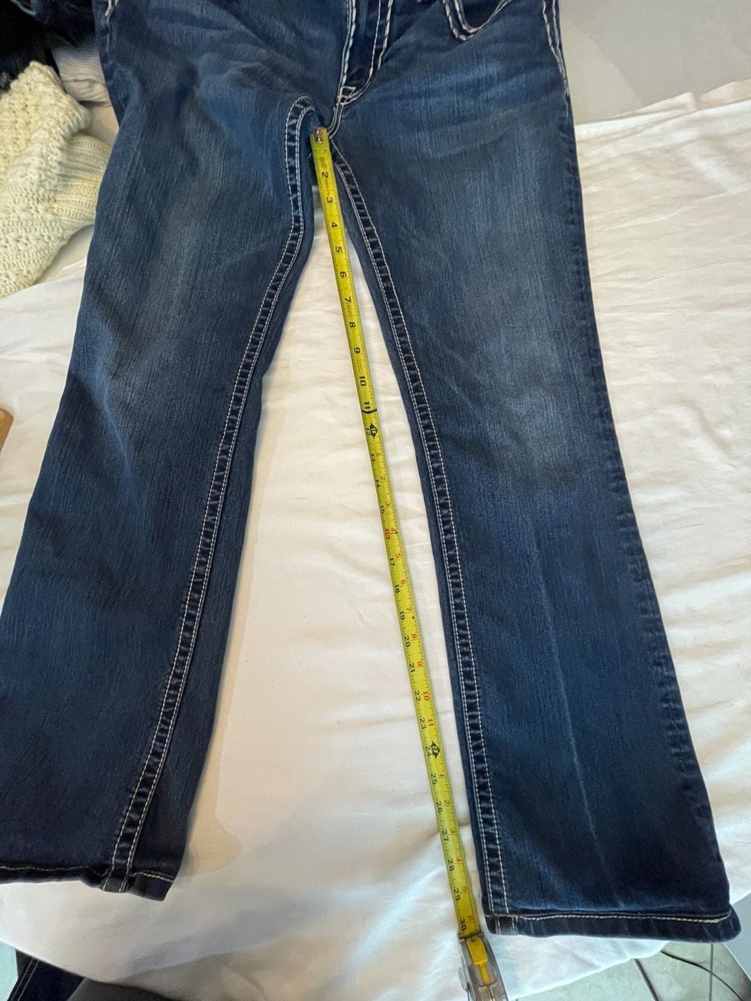 Miss Me Bootcut Jeans 32x34 Blue Embellished Pockets 8