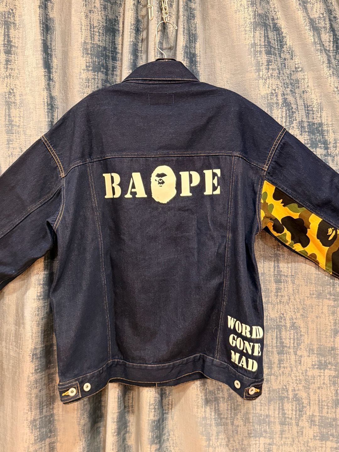 BAPE Multi Motif Loose Fit Denim Jacket Indigo Men's -L 15