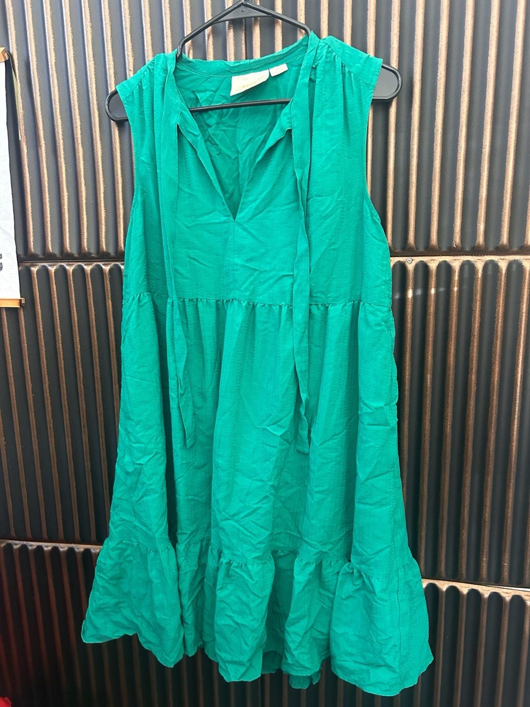 Maeve by Anthropologie Tiered Dress Size Medium Green Sleeveless Mini 3