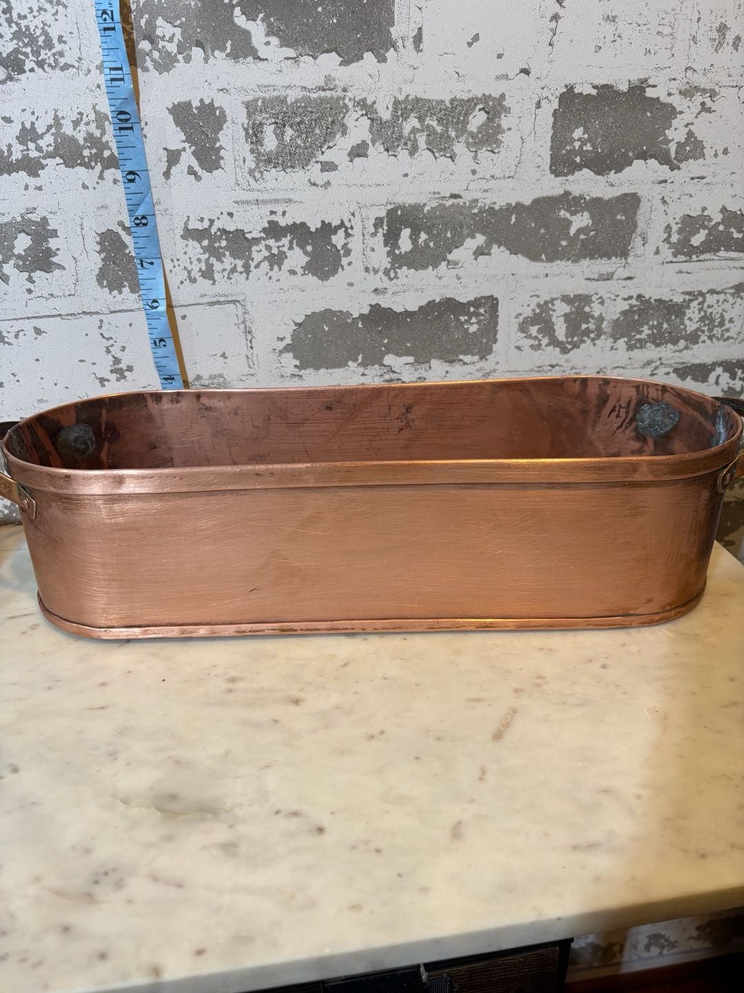 Vintage Solid Copper Planter Pot Oval Window Box 1