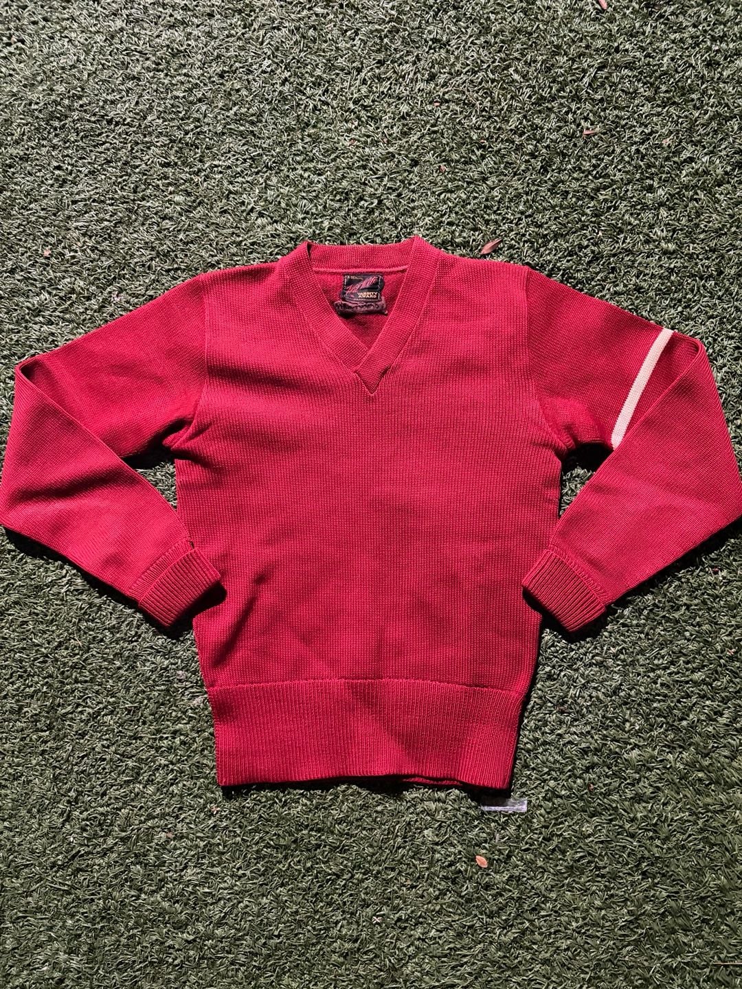 Vintage 1950’s Varsity Award Sweater Red V-Neck 2