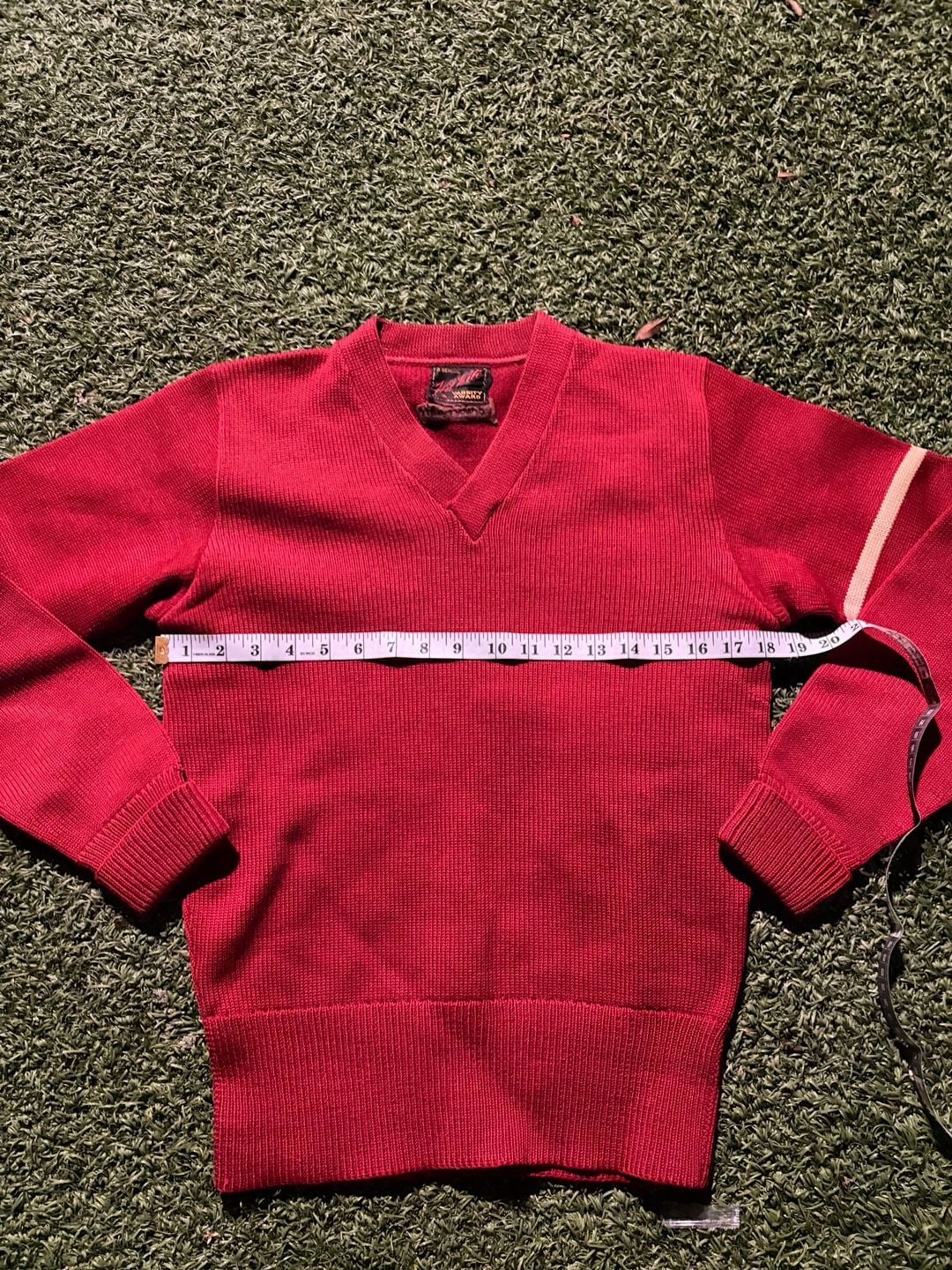 Vintage 1950’s Varsity Award Sweater Red V-Neck 5