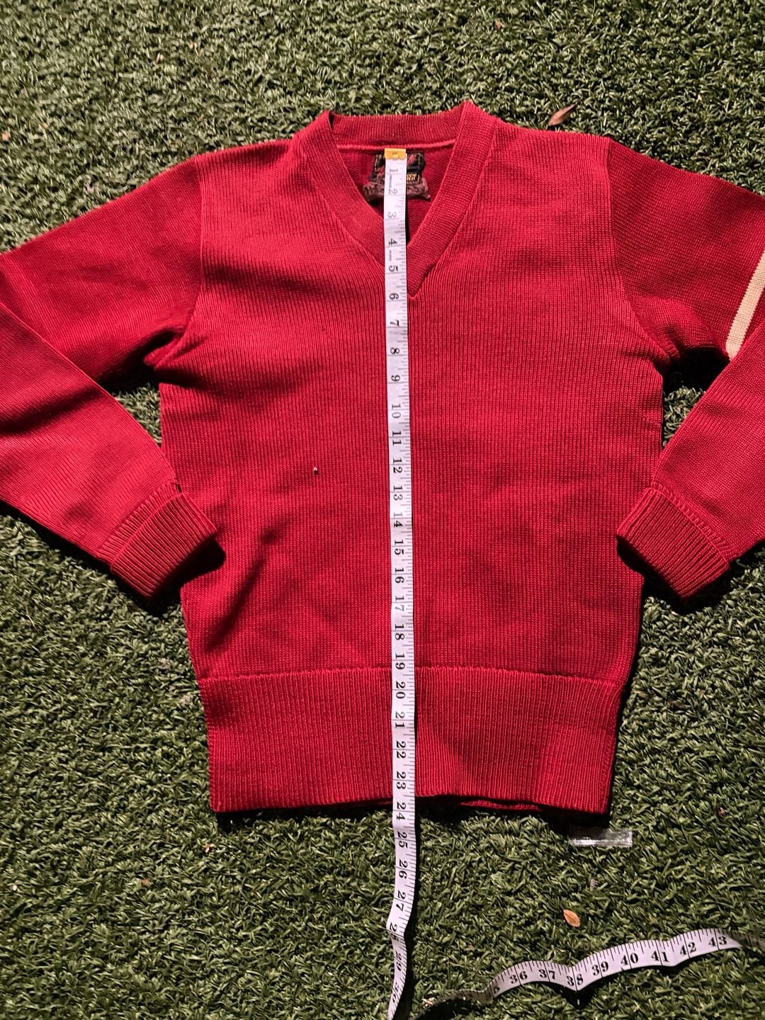 Vintage 1950’s Varsity Award Sweater Red V-Neck 6
