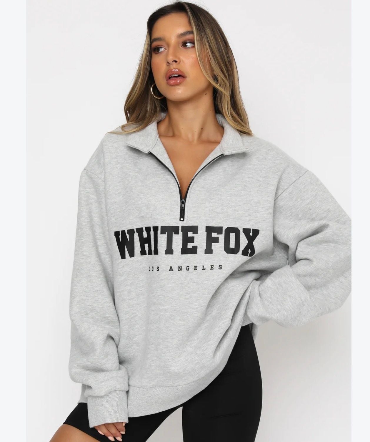 White Fox Los Angeles 1/4 Zip Pullover Sweatshirt Size S/M Gray 2