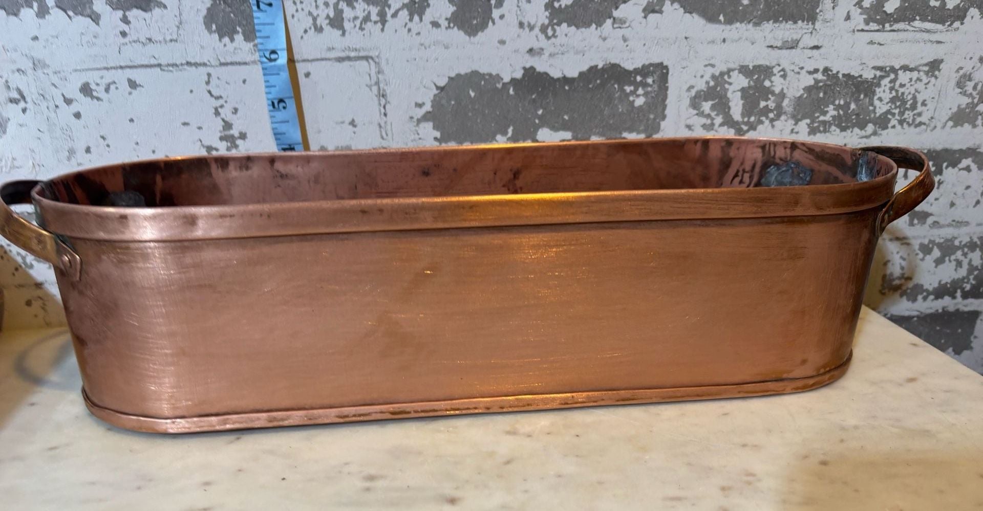 Vintage Solid Copper Planter Pot Oval Window Box 2