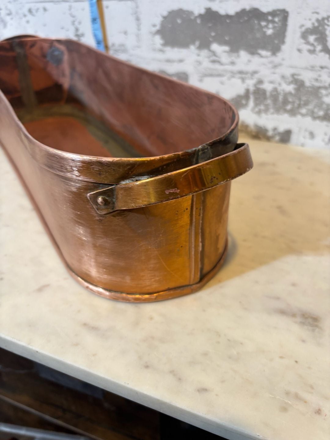 Vintage Solid Copper Planter Pot Oval Window Box 4