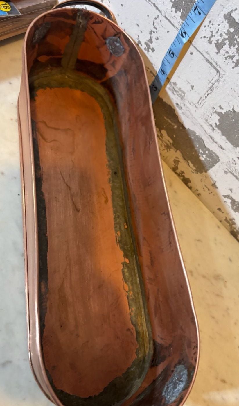 Vintage Solid Copper Planter Pot Oval Window Box 3