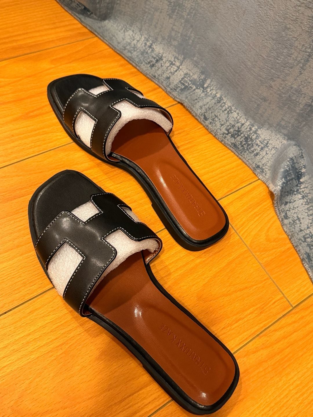 STRANDIUXX KAZE Black Leather Sandals 7