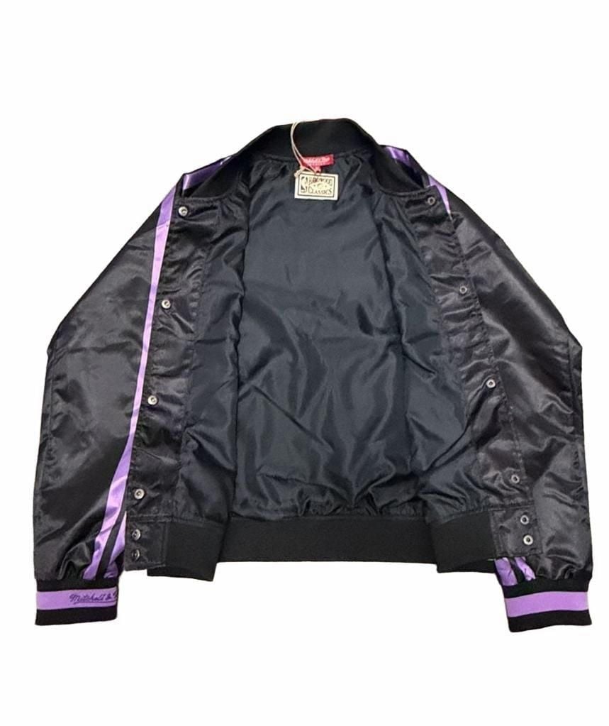 Mitchell & Ness Women's Black Los Angeles Lakers Raglan Satin Full-Snap Jacket Size Medium 9
