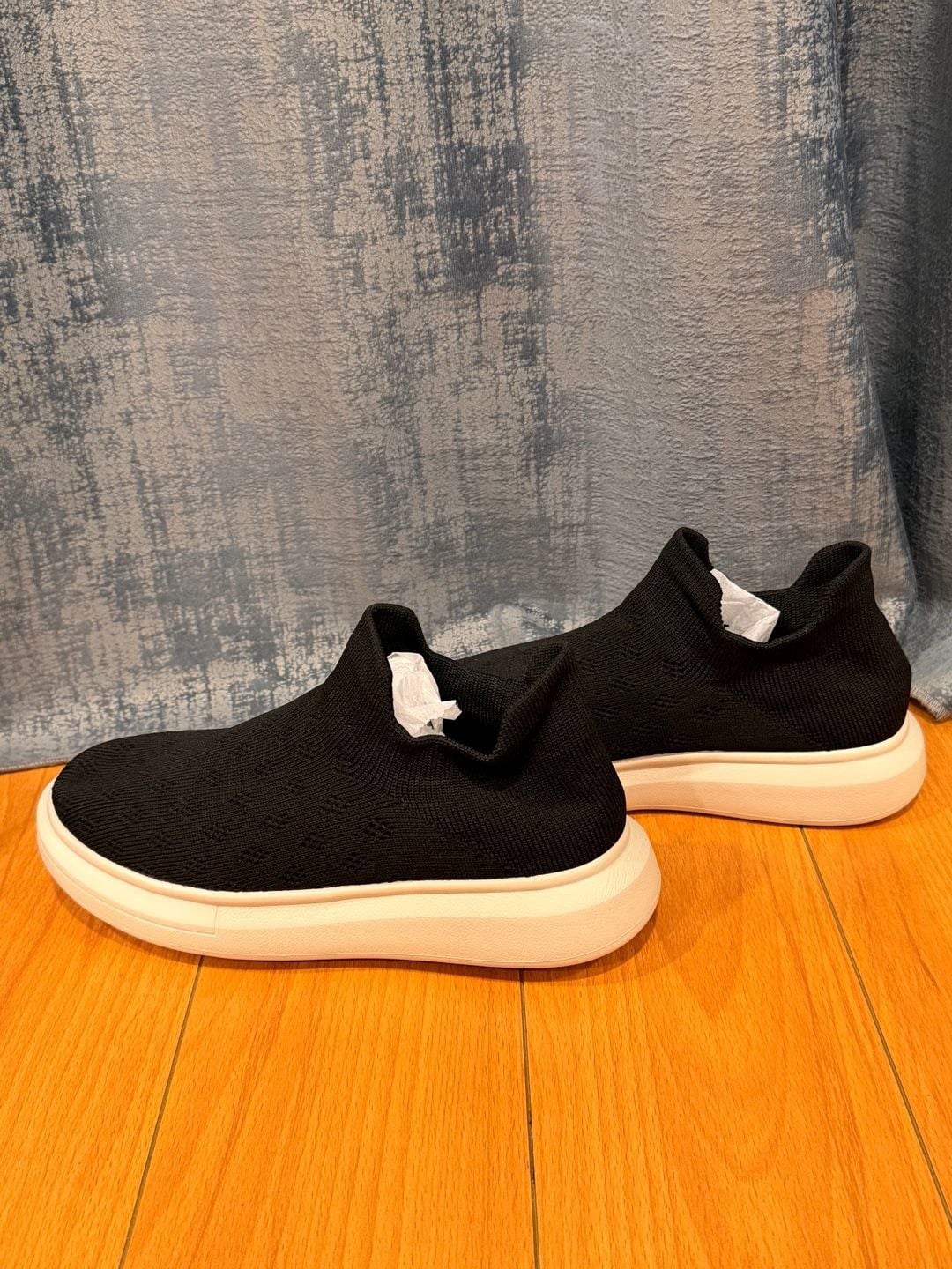 Black Knit Sock Sneaker White Platform 3