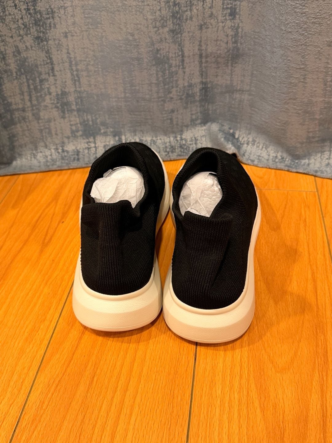 Black Knit Sock Sneaker White Platform 4