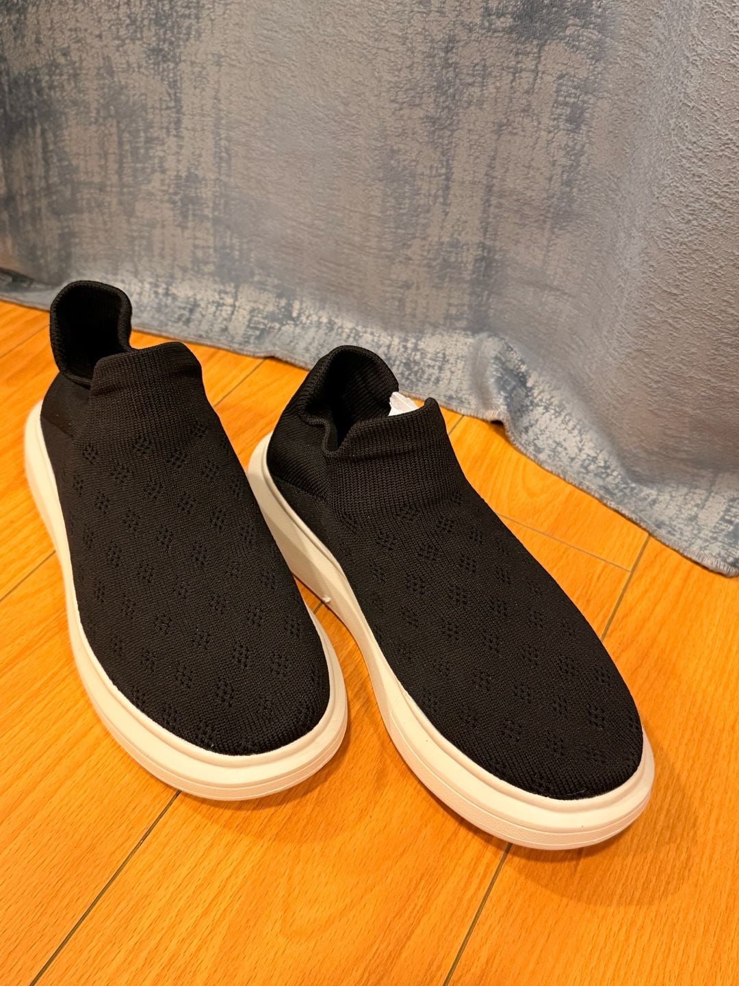 Black Knit Sock Sneaker White Platform 6