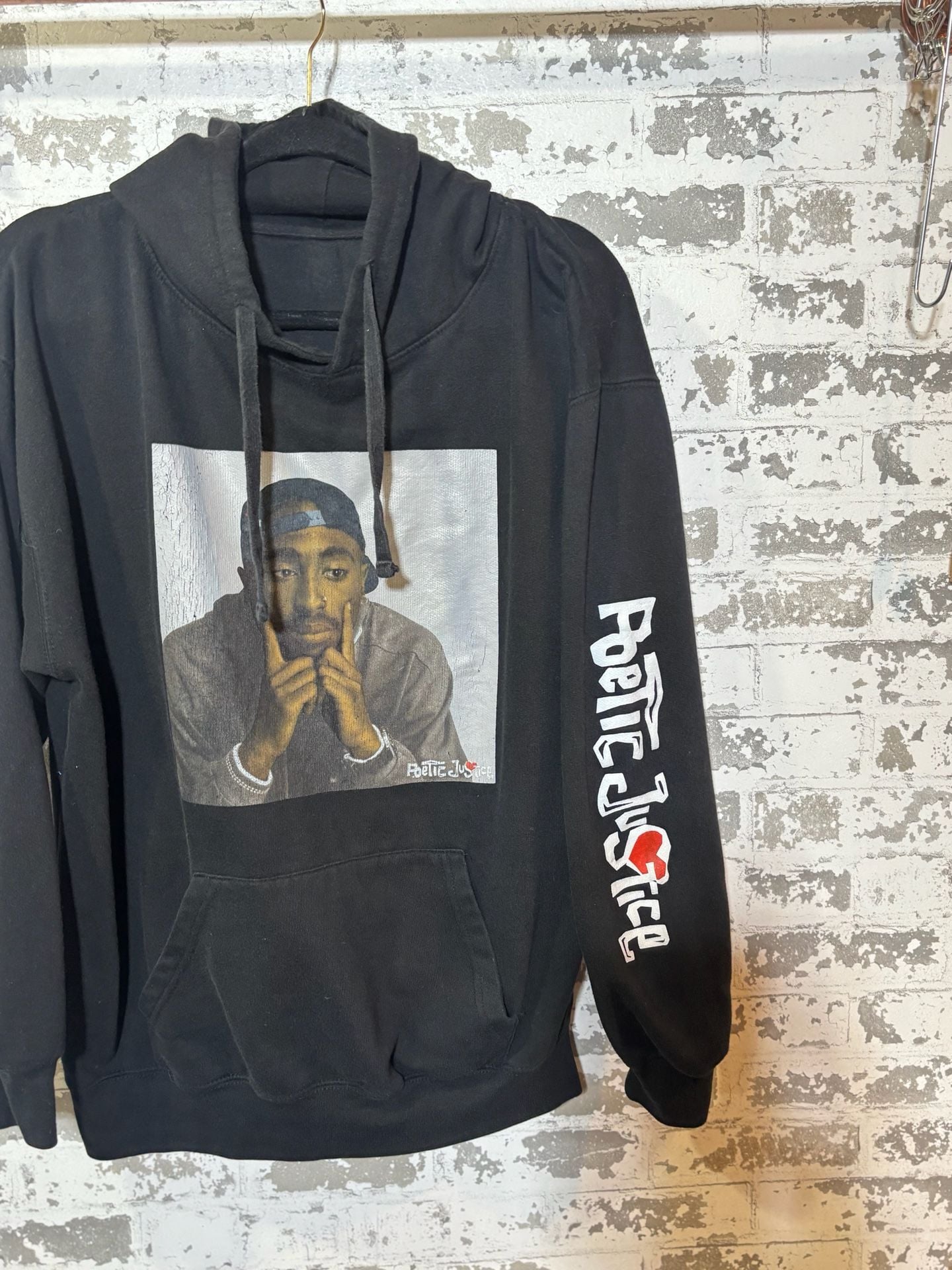 Poetic Justice Tupac Graphic Print Black Hoodie 1