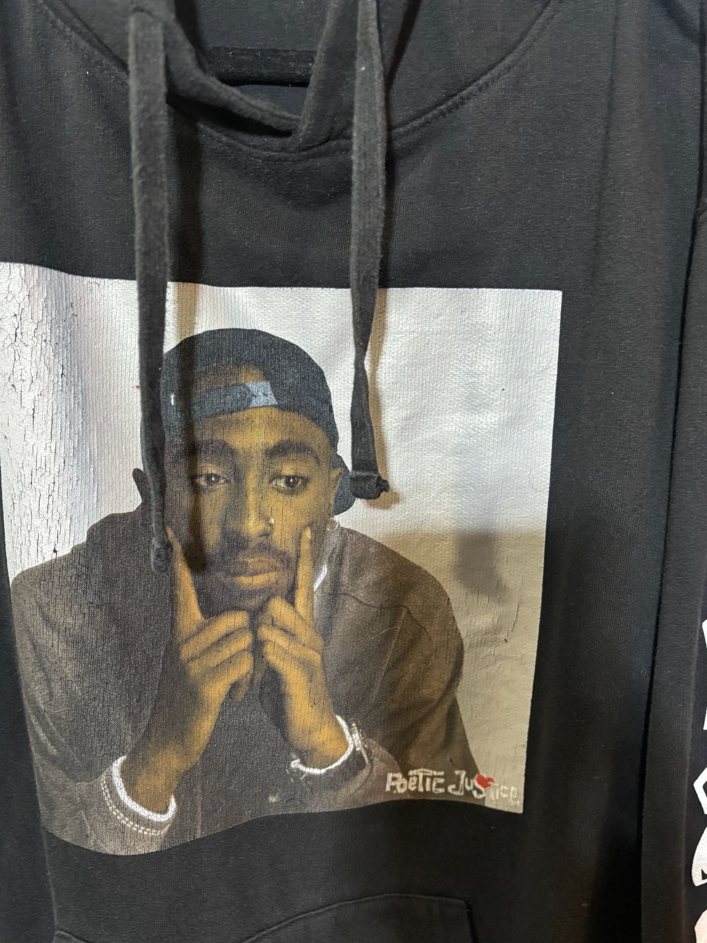 Poetic Justice Tupac Graphic Print Black Hoodie 2