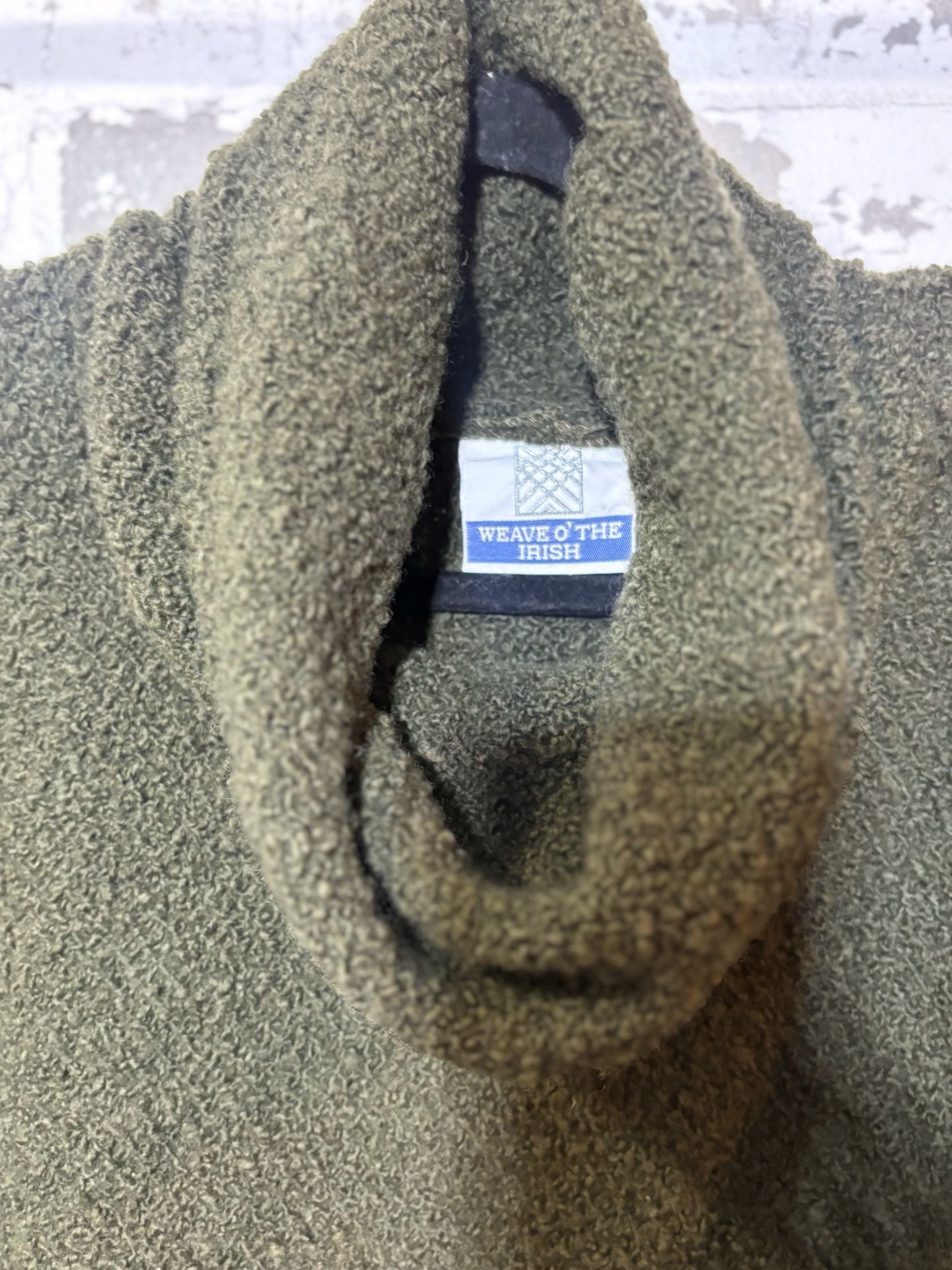 Weave O The Irish 100% Wool Turtleneck Sweater Olive Green M 3