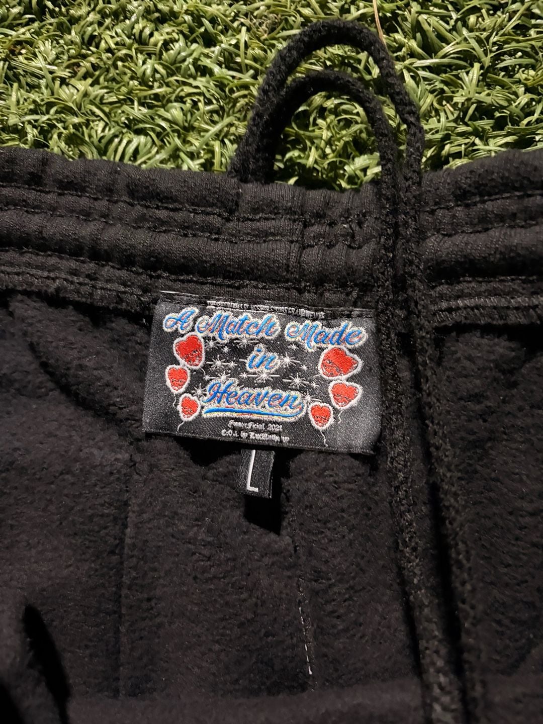 Superficial Rhinestone Graphic Sweatpants Black 4