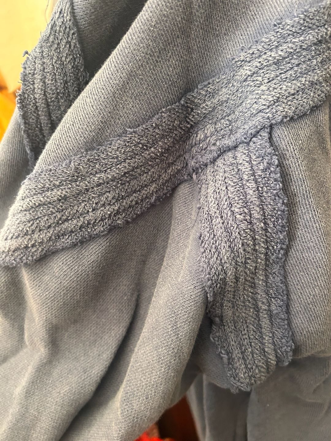 Free People Oversized Raw Edge Pullover Sweatshirt Blue 5