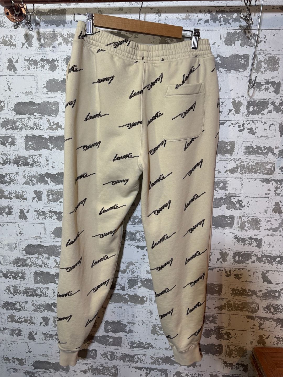 Lacoste print all over cream joggers M 4