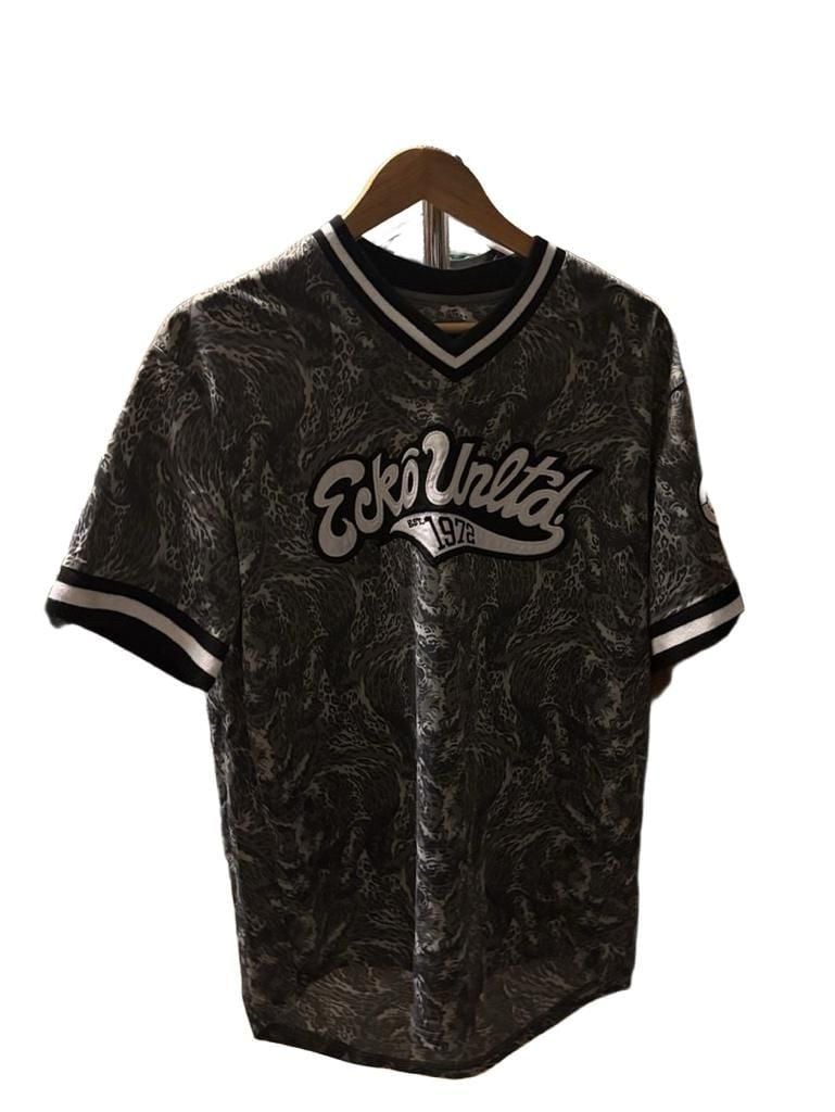 Ecko Unltd. Jersey Size L Gray Black Pattern V-Neck Short Sleeve 2