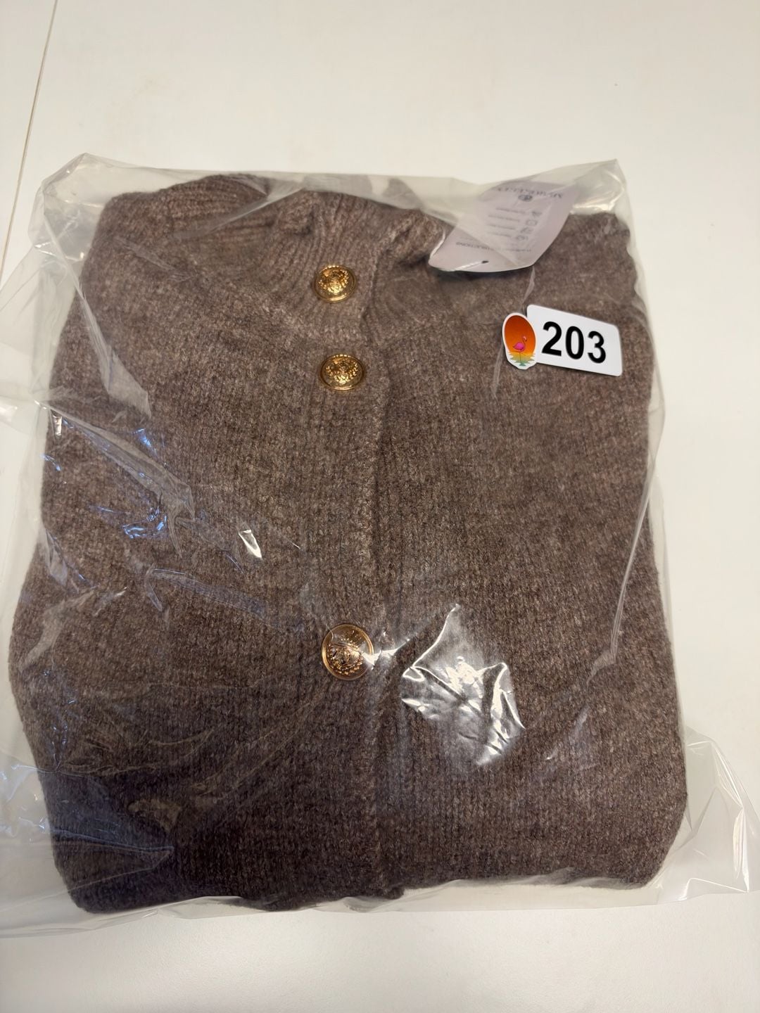 MEROKEETY Cardigan Sweater Brown Gold Buttons 8