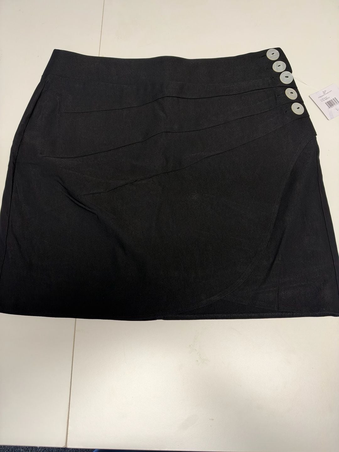 Ella Rafaella Skirt Size L Black Button Accent Wrap 2