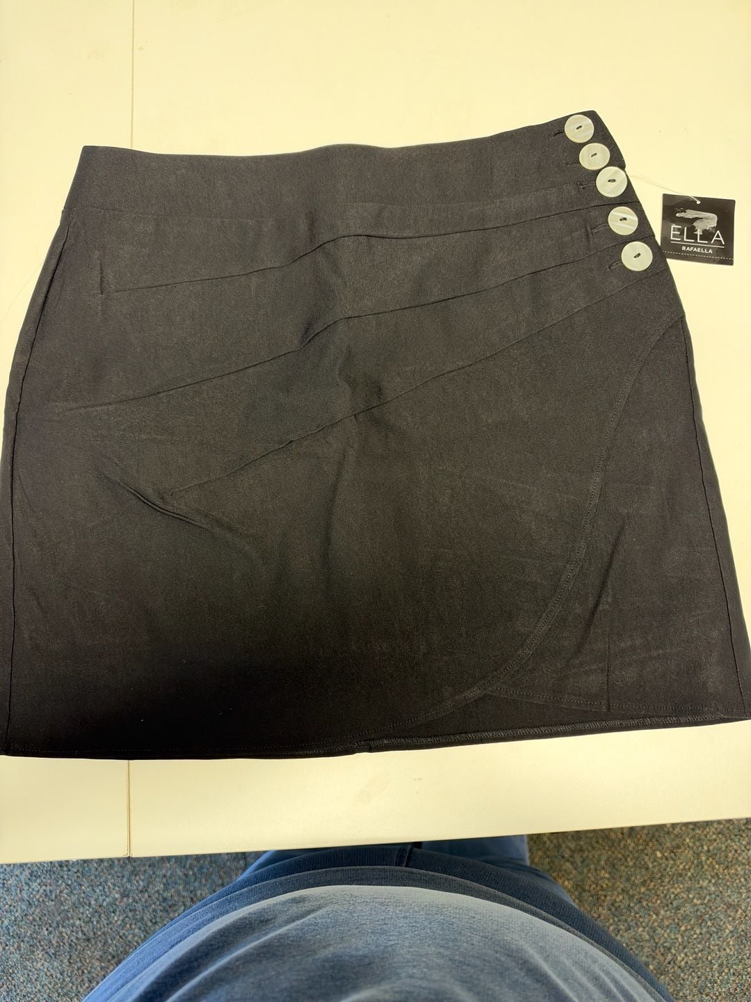 Ella Rafaella Skirt Size L Black Button Accent Wrap 5