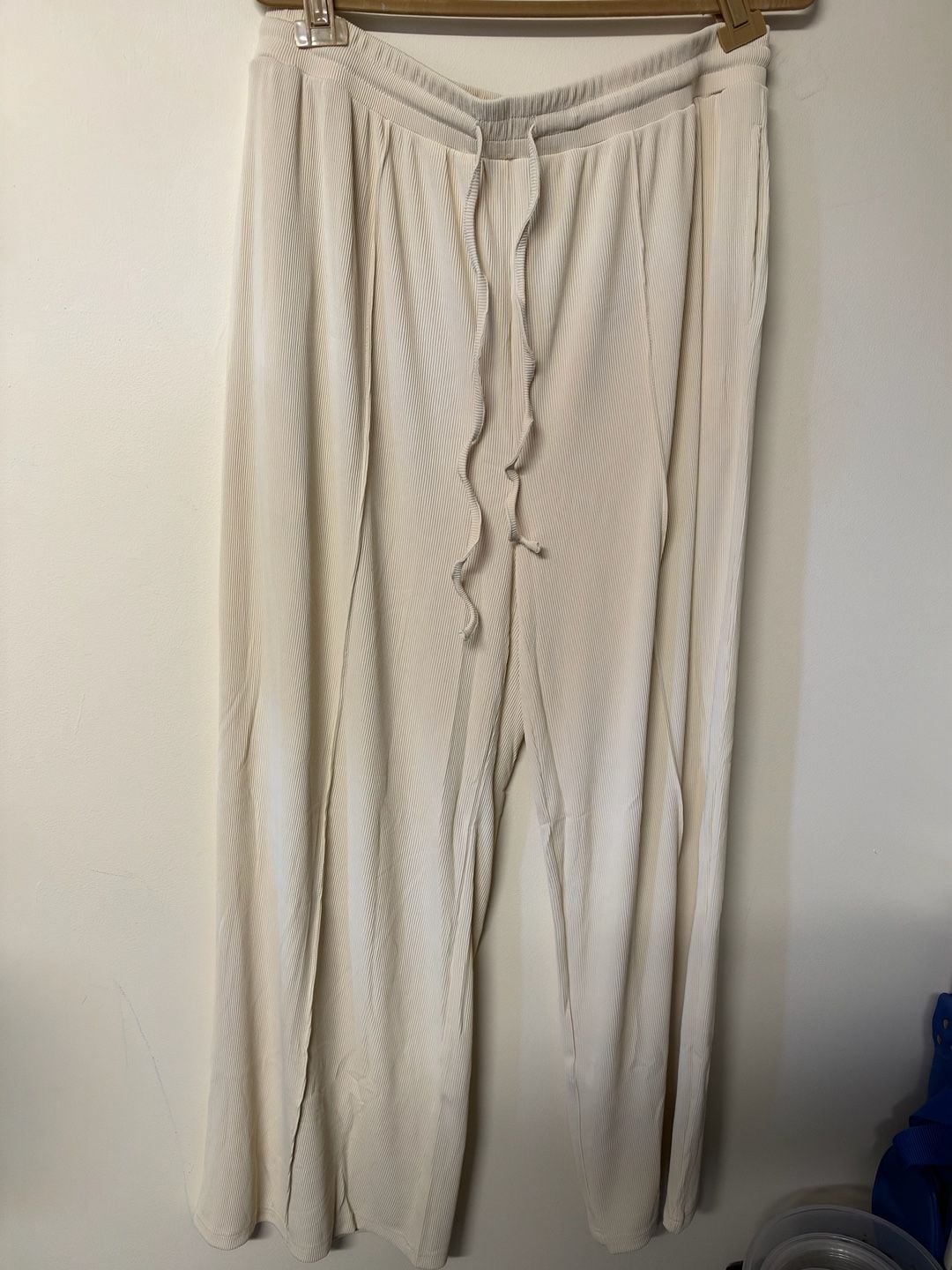 LazySmile Loungewear Set Size XXL Beige Ribbed Long Sleeve Top Pants 2